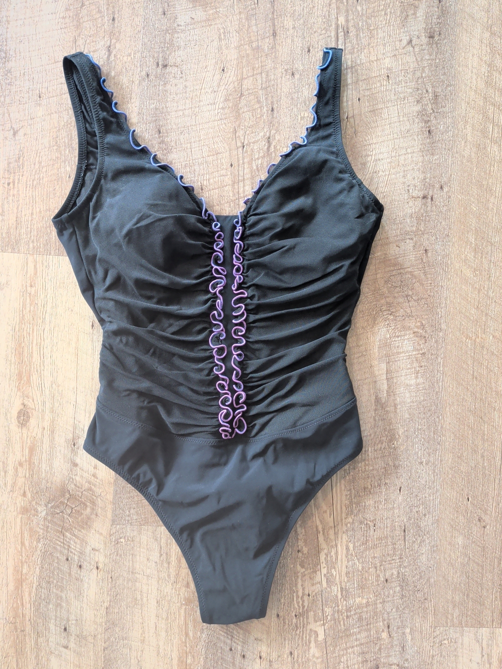 Profile By Gottex Black One-Piece Swimsuit with Purple Trim